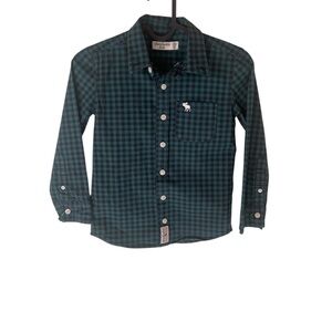 Abercrombie Kids Green and Black Checkered Polo
